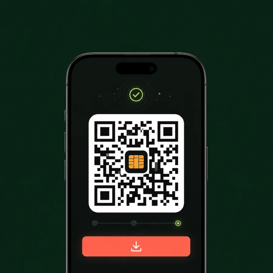 Phone showing an eSIM delivery screen with an installation code